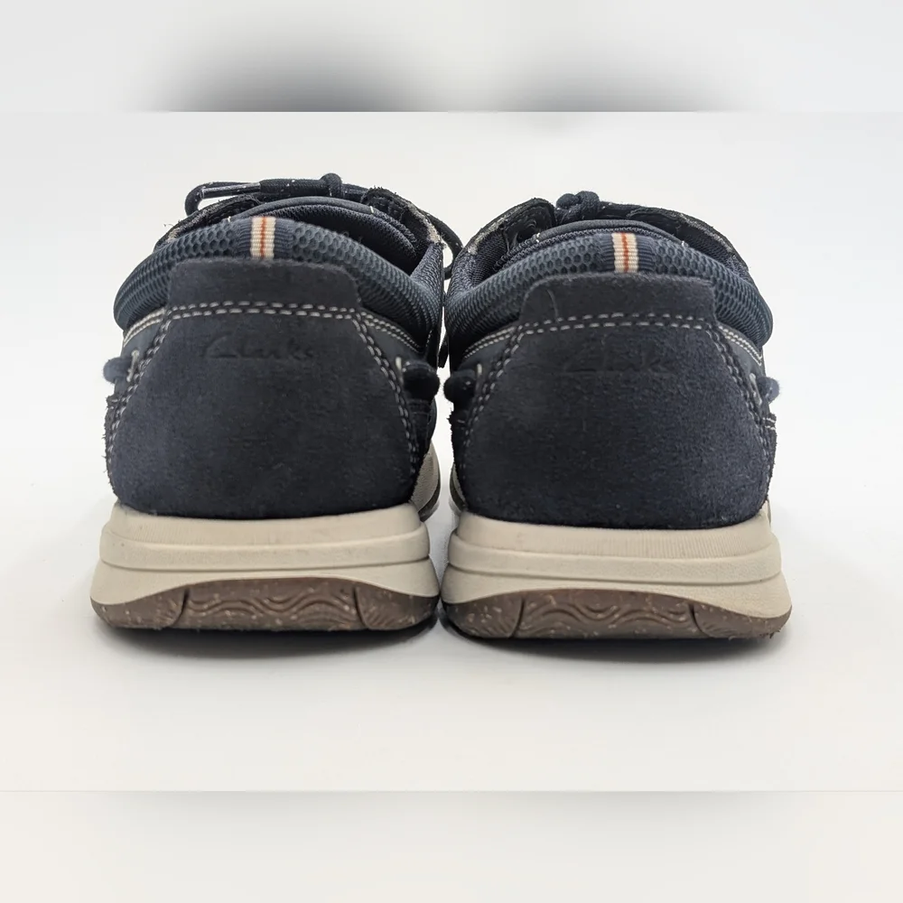 Clarks Sailview Lace Sz 11W Men Navy Nubuck Premium Leather Shoes Slip Resistant